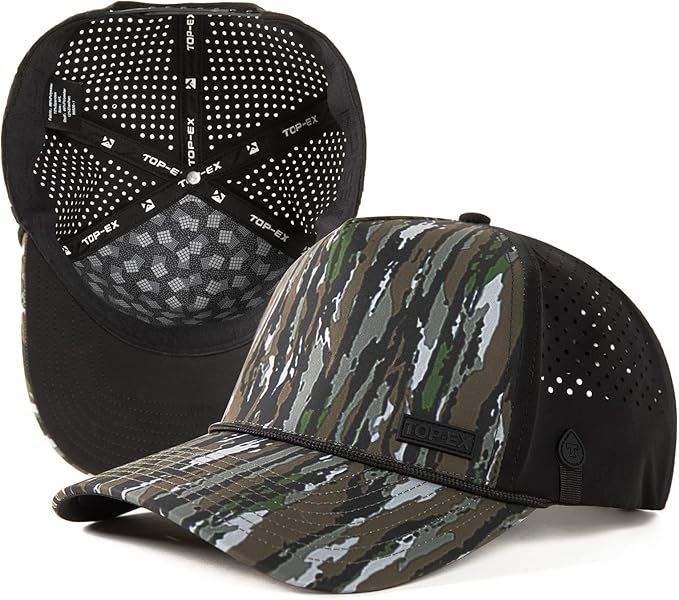 TOP-EX Performance Baseball Hat for Men Water Resistant Golf Cap Running Cooling Snapback Laser Perforated