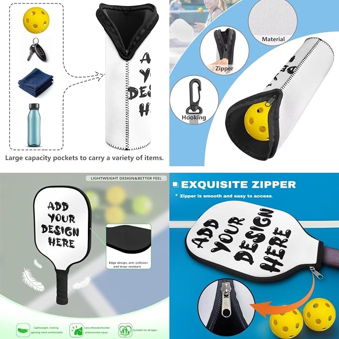 Pickleball Paddles Set 3PCS Pickleball Paddle Case Pickleball Racket Pickleball Bag Ideal for Beginners Gifts