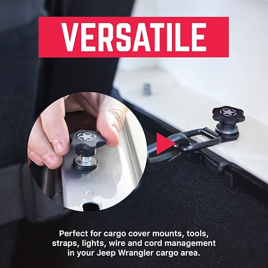 GPCA - GP Star Thumb Screws and D-Rings Set, Easy-to-Install M8 Bolt & Tie Downs, for Quick Cargo Cover Installation, Jeep Wrangler Accessories for 4xe, JL, JT, JK and More, Patented, 8 Packs