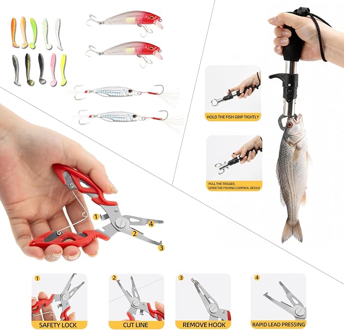 Fishing Rod and Reel Combo,Telescopic Fishing Pole with Fishing Lures,Suitable for Beginners and Universal in All Waters.