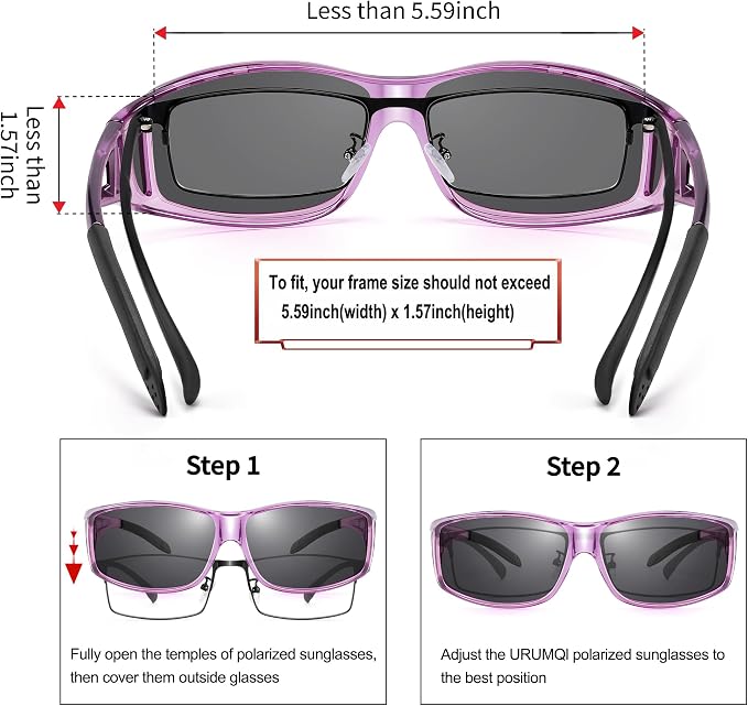 URUMQI Polarized Sunglasses Fit Over Glasses for Men Women, Wraparound Sun Glasses UV400 Protection for Driving Fishing
