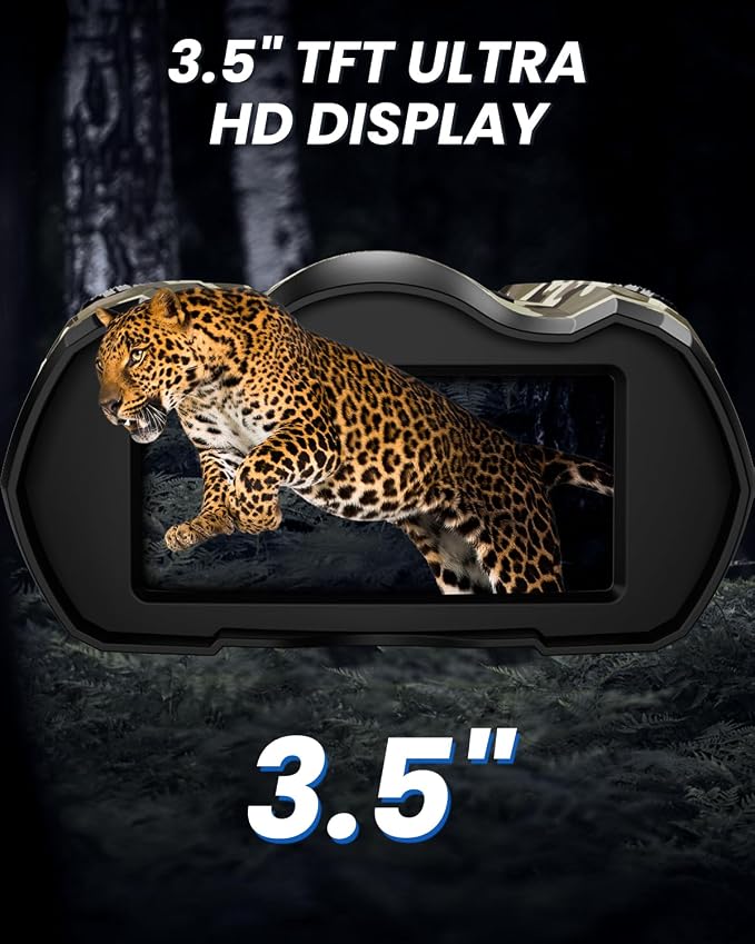 WARMTUYO Night Vision Goggles, 4K Binoculars with Camera, 3.5" HD Display and 32GB TF Card, 9 Gear Night Vision, 10X Digital Zoom, 4000mAh Battery Nightvision