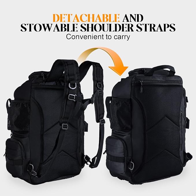 Goture 40L Fishing Tackle Backpack with Cooler Compartment Black, Water-Resistant Fishing Gear Bag & Rain Cover & 3600 Trays