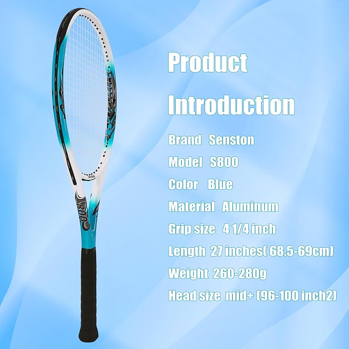 Senston 27 inch Tennis Racket for Adults 1 Pack Tennis Racket Set Tennis Overgrip, Vibration Damper
