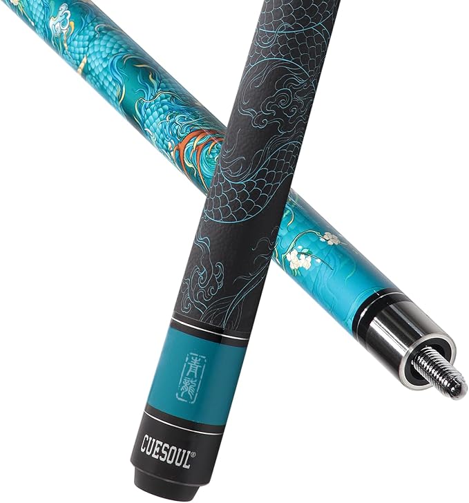 CUESOUL 19oz Pool Cue with Black case,13mm Tip,58inches Mythological Symbols Pattern 4 Styles