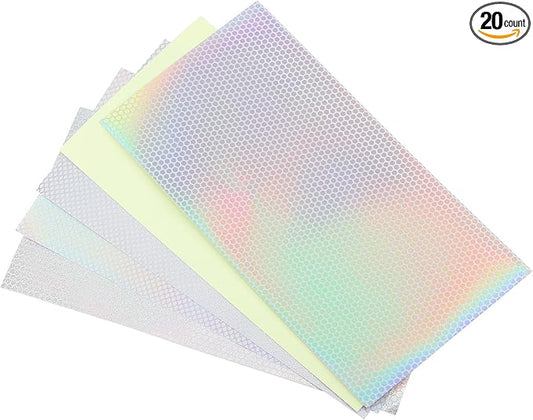 PATIKIL Assorted Reflective Fishing Lure Stickers, 20Pcs Adhesive Holographic Luminous Lure Making Sticker Crafts DIY Film Flash Lure Tape for Fishing Lure Making Metal Baits