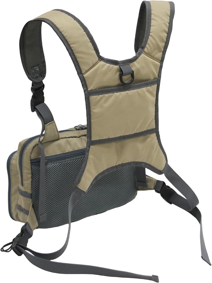 MYDAYS Fishing Chest Pack, Fly Fishing Bag for Men and Women, Tackle and Fly Boxes Storage Pack, Hunting Binocular Pack (Grey)