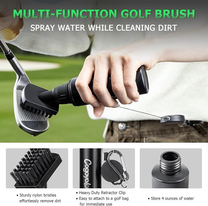 Pro Golf Club Care Kit with Golf Club Cleaner,Polish,Brush,Grip Cleaner,Golf Club Cleaning Kit Golf Accessories for Men, Golf Gifts for Golfers