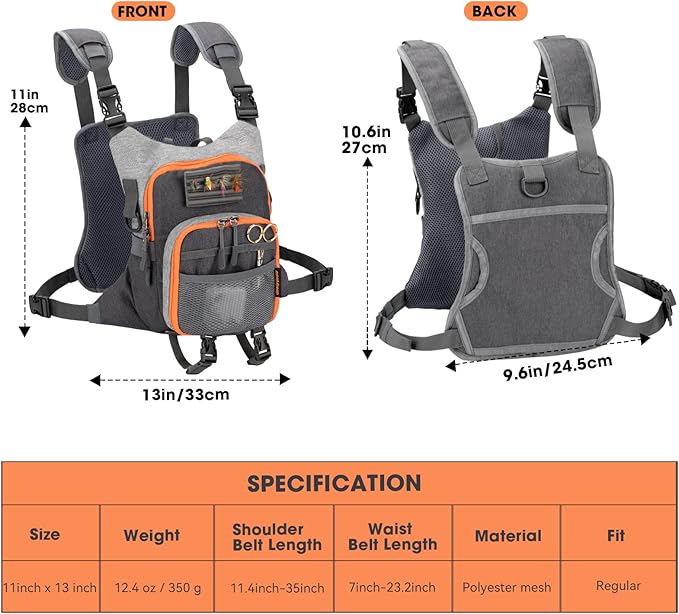 QulayQualy Fly Fishing Pack - Chest Pack with Work Station Lightweight Tackle Fishing Bag with Quick-Release
