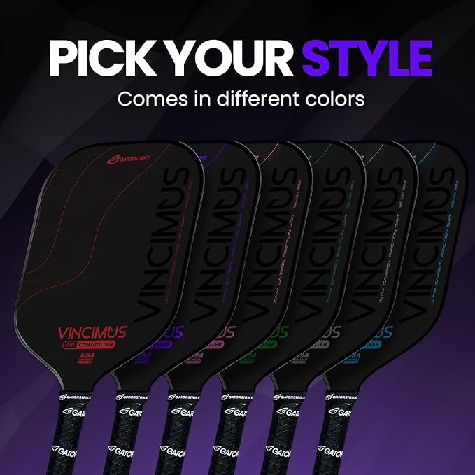 GATORSTRIKE Vincimus Air Controller T600 Pickleball Paddle, T600 Carbon Fiber Pickleball Paddle with Enhance PP Honeycomb 16mm Core, 8.1oz with GatorGrit Face