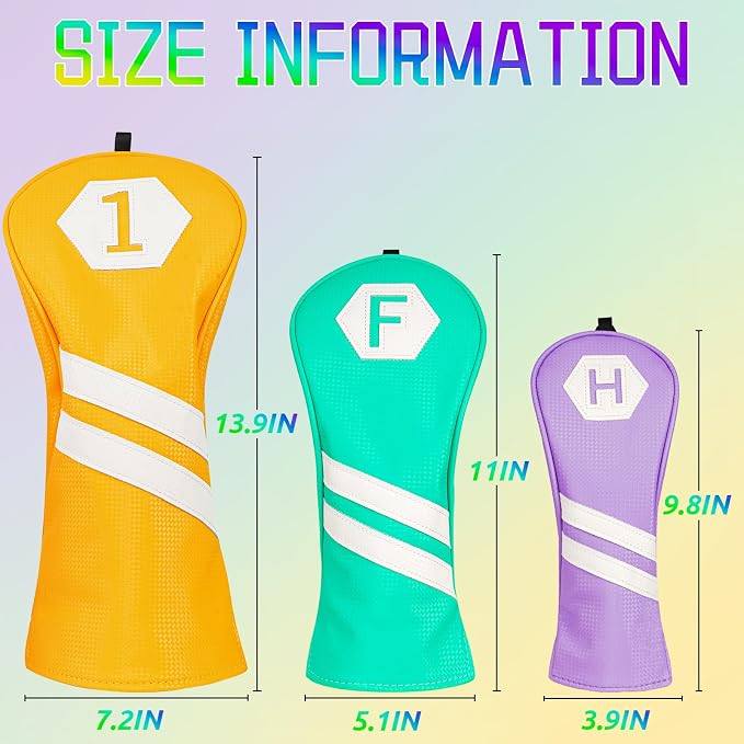 Golf Club Head Covers for Woods and Drivers, Premium Golf Headcovers Set Fit Most Clubs Simple Striped 1PC or 3PCS, Customizable