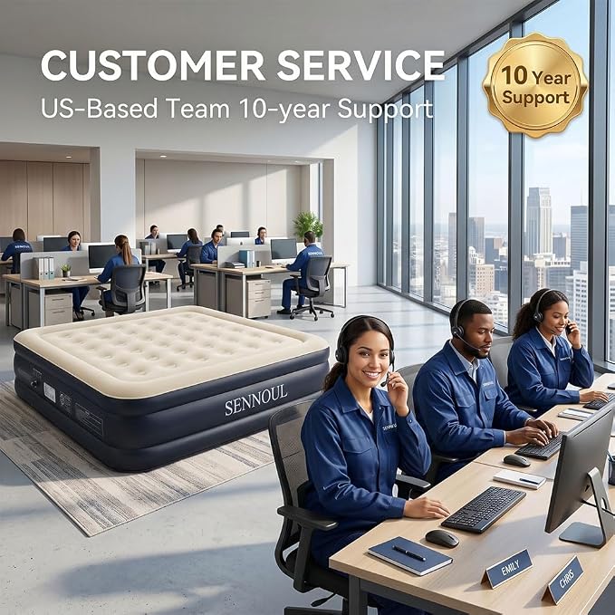 SENNOUL Air Mattress Full with Built in Pump,Upgraded Blow Up Bed Full Size,2 Mins Quick Self Inflatable/Deflation,18"/650lbs Max, Strong Support,No Leakage,No Odor,for Home,Guests,Camping,Travel
