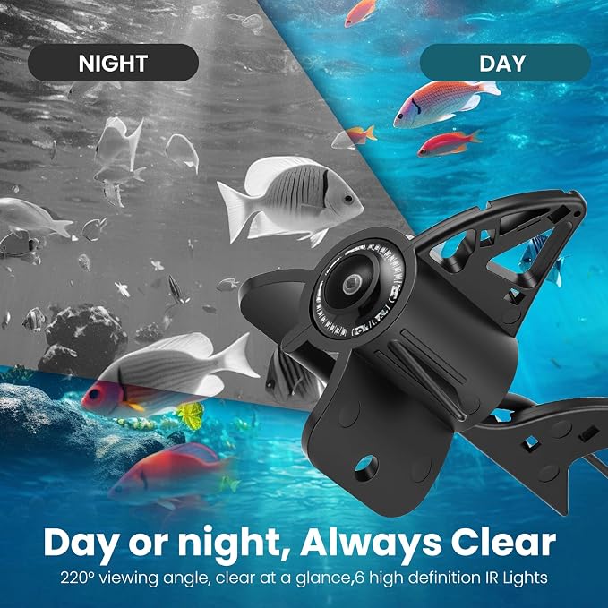 Underwater Fishing Camera with 4.3" IPS HD Screen, Underwater Viewer with 360° Rotating Lens, IR Night Vision, 5000mAh 10H Runtime, IP68 Waterproof Ice Fishing Camera for Lake Boat Kayak
