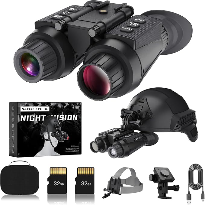 Night Vision Goggles Head Mounted 4K Rechargeable 1312FT Digital Infrared Night Vision Binoculars 8X Digital Zoom Night Vision Scope Can Save Photos/Videos,Lncluding 32GB SD Card (Basic)
