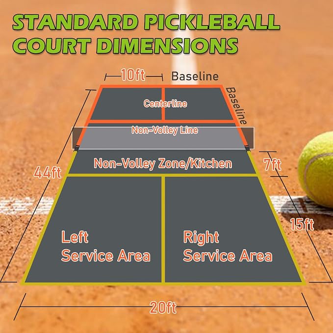 TRINKA Pickleball Court Marking Kit, Temporary Pickleball Court Lines Markers with 2 Tape, Official Size Pickleball Lines Portable Marking Set for Outdoor Indoor Gym Pickleball Tennis (Orange-Yellow)