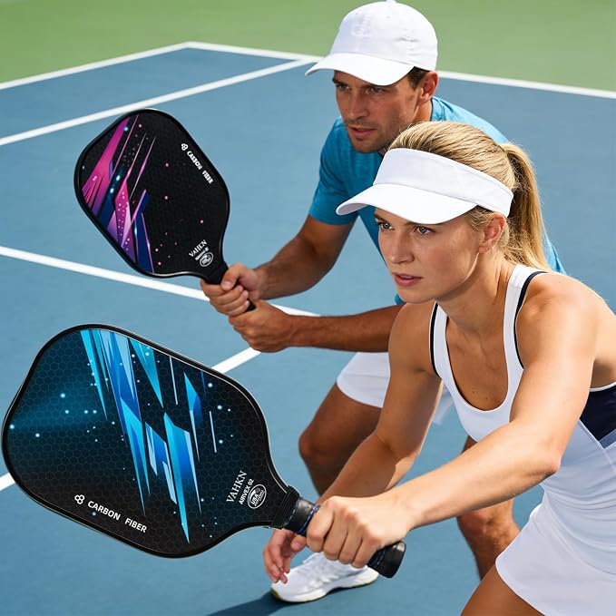 Pickleball Paddles,Pickleball Paddles Set of 2-Carbon Fiber Pickle Ball Paddle 2 Pack for Men and Women-Lightweight,Control & Power Racket Set Equipment with Bag & Balls