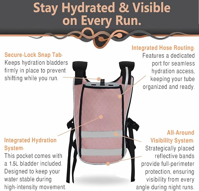 Running Hydration Vest with POV Camera Phone Pocket — Includes 1.5L Water Bladder — Zero-Bounce Stability, Adjustable Straps — Lightweight Reflective Hiking Backpack for Women & Men