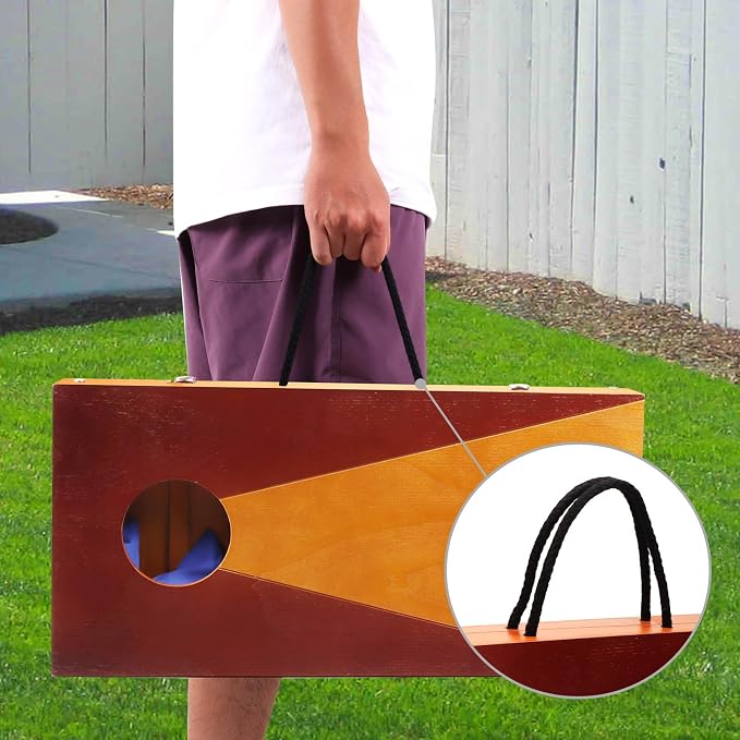 GSE Games & Sports Expert Portable Cornhole Board Set 1x2 ft, Solid Wood Frame with Plywood Board, Indoor & Outdoor Bean Bag Toss Game for Office, Home, Backyard, Beach, Camping, Tailgate, Travel