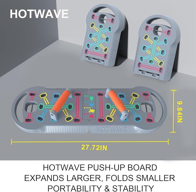 HOTWAVE Push Up Board Fitness, Portable Foldable 20 in 1 Push Up Bar at Home Gym, Pushup Handles for Floor. Professional Strength Training Equipment For Man and Women