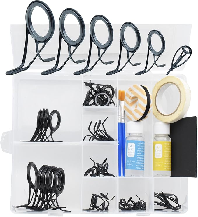 40PCS LSV Saltwater Fishing Surf Spinning Double Feet Rod Stainless Steel Guides Repair Kit