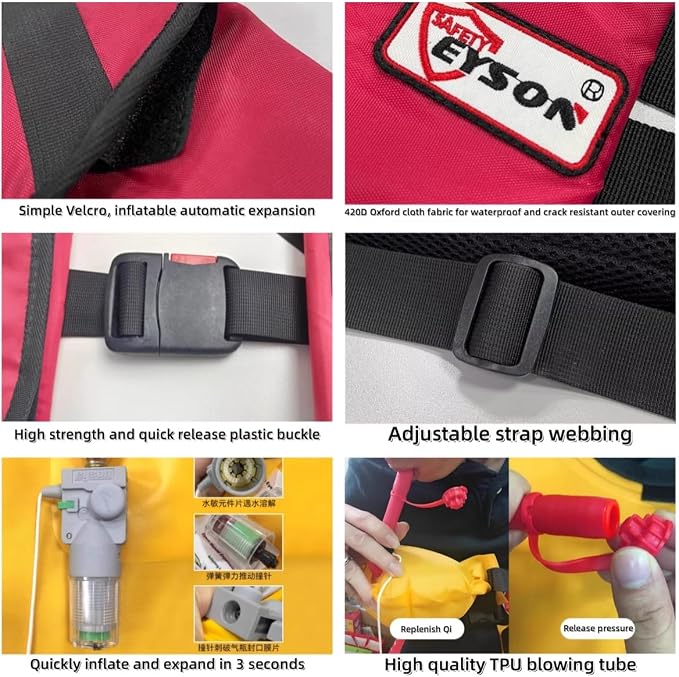 Automatic Inflatable Life Jacket,Preserver PFD for Adults,Life Vest for Adult,Supports Weight up to 330 pounds