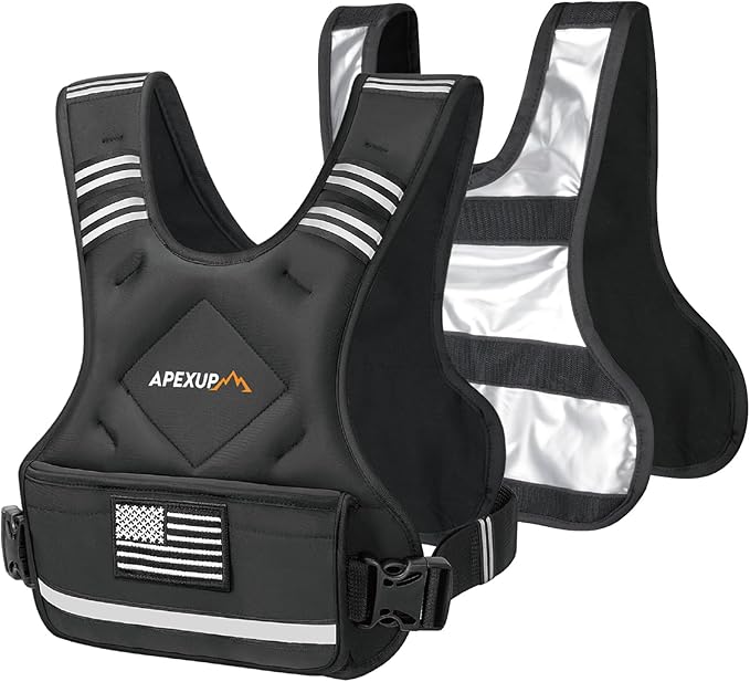 APEXUP Adjustable Weighted Vest, 4-10lb/12-18lb/20-32lb Vest with 6 Ironsand Weights and Large Pocket, Weight Vest for Men Women Strength Training, Running, Walking