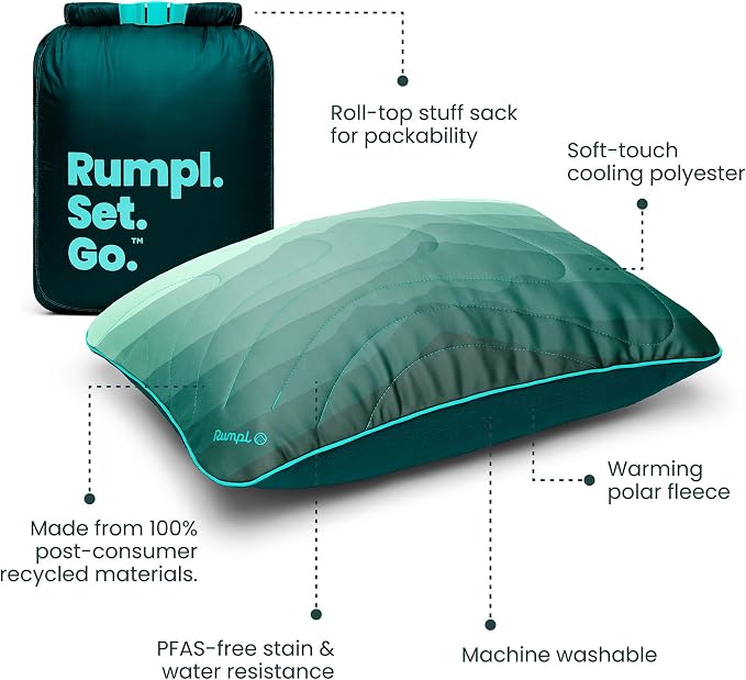 Rumpl Camp Pillow - Packable, Adjustable Comfort for Outdoors and Travel, Cascade Fade