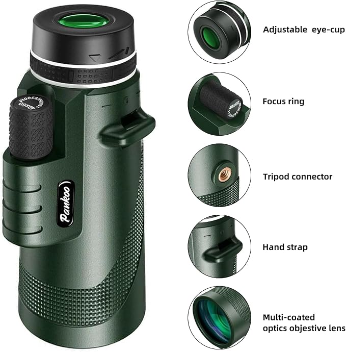 40x60 HD Monocular Telescope for Adults with Smartphone Adapter Tripod Hand Strap, Hand-held Monocular for Adults with BAK4 Prism&FMC Lens for Birdwatching Hiking Concert Travelling
