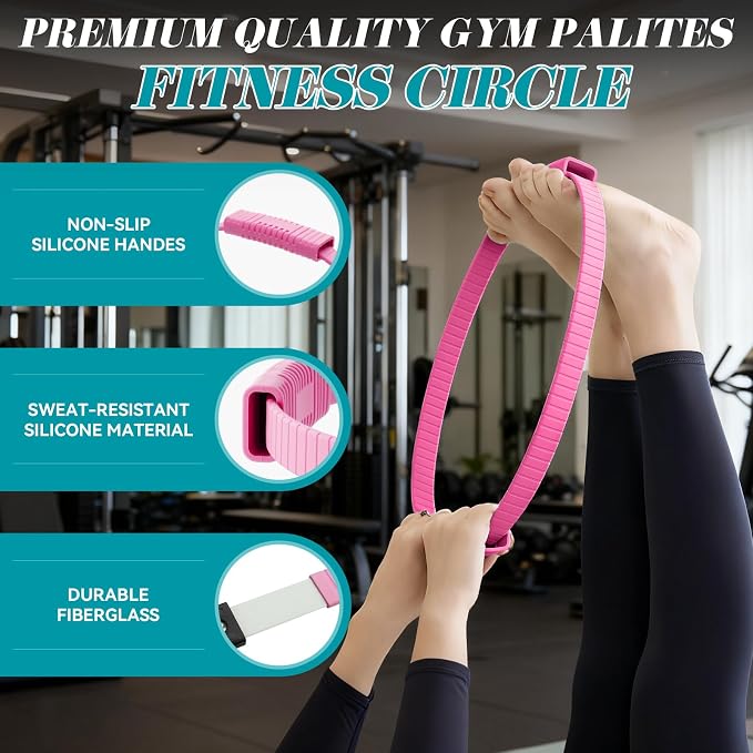 SUBCULTUREPICK Pilates Ring, Silicone Magic Pilates Rings, Lightweight & Durable Flexible Fitness Circle Exercise Equipment for Toning Arms, Thighs,Legs, Core,Yoga & Physical Therapy