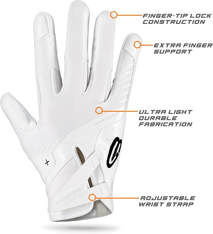 Grip Boost Football Gloves - Peace Stealth 6.0 Boost Plus Sticky Technology - Adult and Youth Football Gloves for Wide Receiver - Men's and Boys Sizes