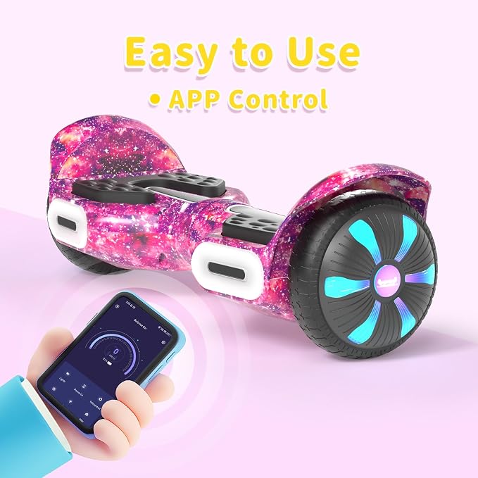 SIMATE 6.5" Scooter, Bluetooth Music Speaker and LED Light, Top 8.5mph & 8.5 Miles Range Power by Dual 250W Motor, Gifts for Kids Adults Boys, for All Ages
