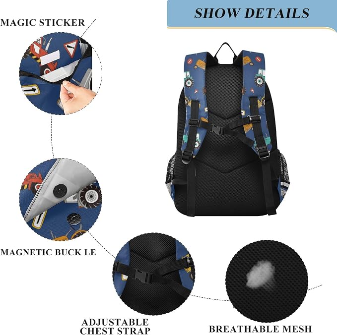 Fisyme Farm Tractors School Backpack Laptop Backpacks Bags Bookbag Travel Casual Computer Notebooks Daypacks
