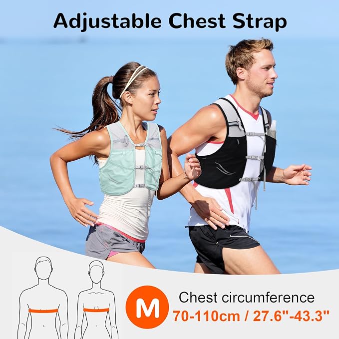 Lightweight Running Vest with 2pcs 500ml Water Bottle for Men Women, Reflective Water Vest Hydration Pack Hydropack for Hiking, M/L