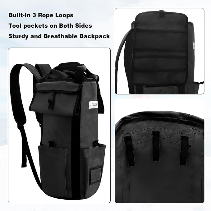 AOLEBA Arborist Rope Storage Bag Tree Climbing Rock Rope Bucket Backpack Rope Storage Bag Large Capacity 1680D Thicken Nylon Material with Hand Straps, Side Pockets