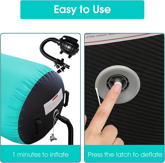 Gymnastics Air Barrel Roller Air Spot, Inflatable Tumbling Mat Tumble Track Gymnastic Equipment Balance Cylinder with Pump for Yoga Cheerleading Home Use Gym