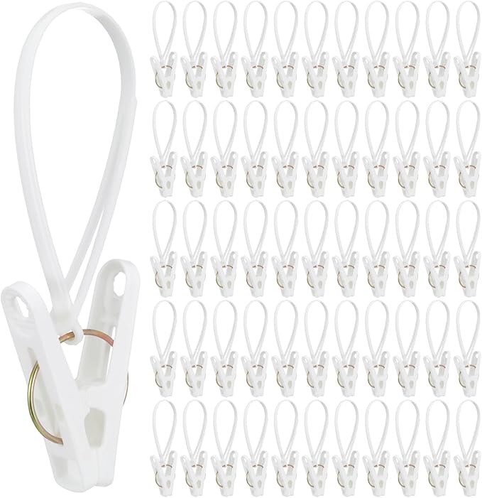 120 Pack Multi-Purpose Laundry Hooks Hanging Clips Bulk with Plastic Rope Hanger Clips for Baby Clothes Closet Organizer for Pants Hat Sock Boot Bra Towel Bathroom Wardrobe Kitchen