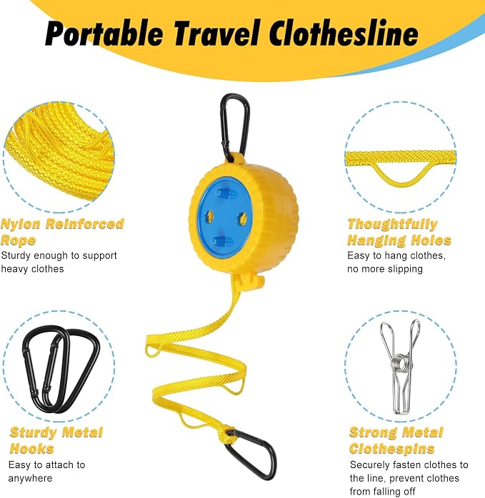 Retractable Camping Clothesline, Portable Travel Clothes Line
