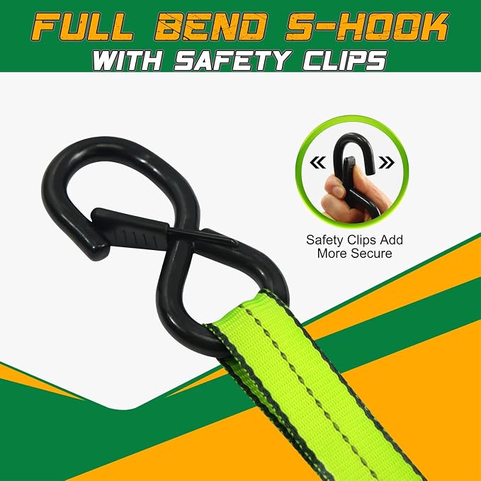 STARLEAPARTS Retractable Ratchet Straps(2PK 1.0INX12FT) - 1,500lb Break Strength, Ratchet Strap Heavy Duty with Rubber Coated Handle, Perfect Auto Ratchet Straps for Motorcycle, Kayak and Trucks