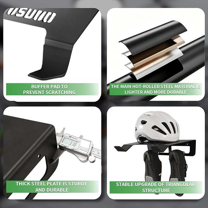 Bike Wall Mount Rack Indoor Bike Storage Garage Bike Rack Wall Mount with Shelf and Hooks Store Your Helmet and Shoes Heavy-Duty Adjustable Bike Hanger for a Single Road, Mountain Bicycle