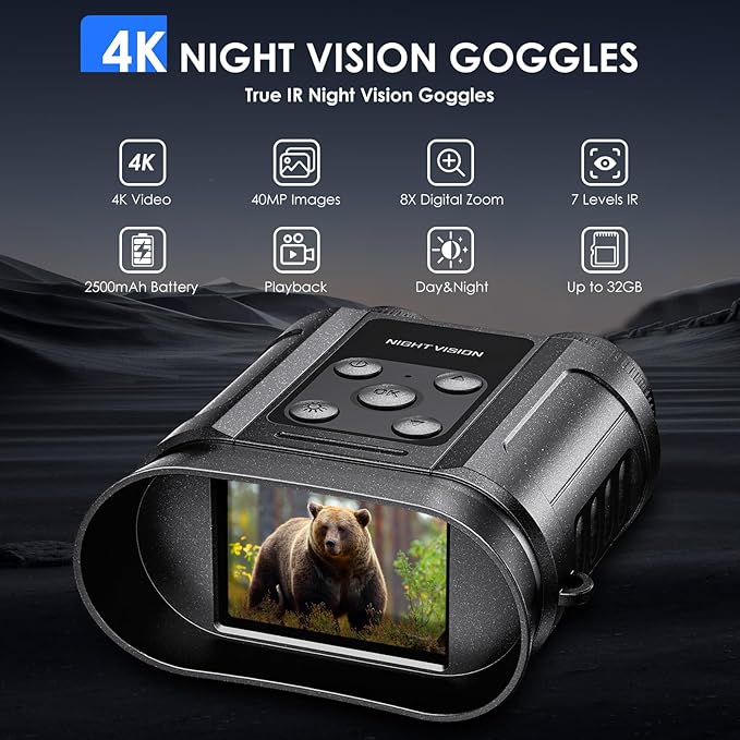 Gifts for Men and Teen Boys,Night Vision Goggles,Night Vision Binoculars,32GB Card Included, Photo/Video Capture,Outdoor Tools for Education, Wildlife Watching,Birthday Gifts for Boy,Men,Gift for Dad