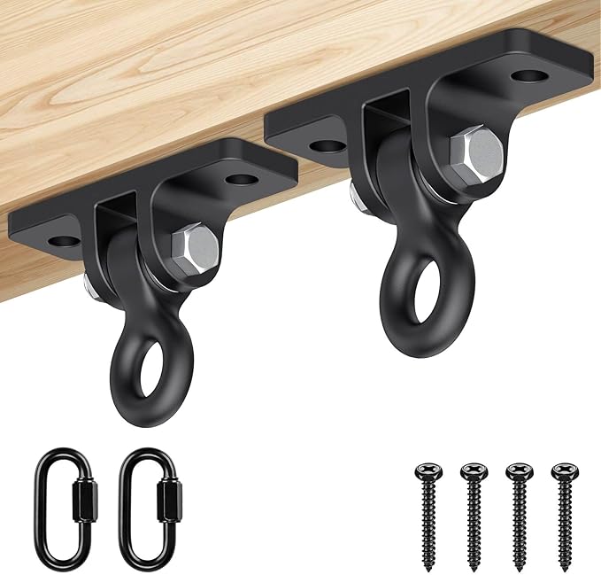 Dolibest Heavy Duty Swing Hangers, Porch Swing Hanging Kit, One-Piece Design Base Swing Hook, Swing Set Hardware for Playground, Porch, Wooden Sets, Indoor & Outdoor Use, 180° Rotation (2Pack)