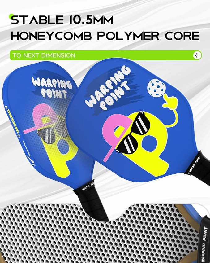 Warping Point Junior Pickleball Paddle – T700 Carbon Fiber Face, Lightweight Polymer Core, Designed for Kids 12 & Under and Teens 13+, Youth-Friendly Grip and Balanced Control