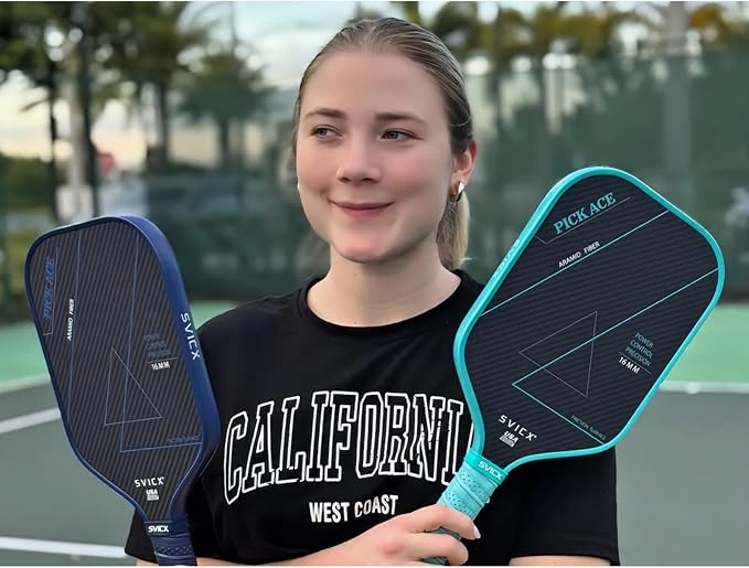 Carbon Fiber Pickleball Paddle 16mm – Professional Pickleball Paddles with Superior Control, Power & Spin – Extended Handle for Two-Handed Grip, USAPA Approved