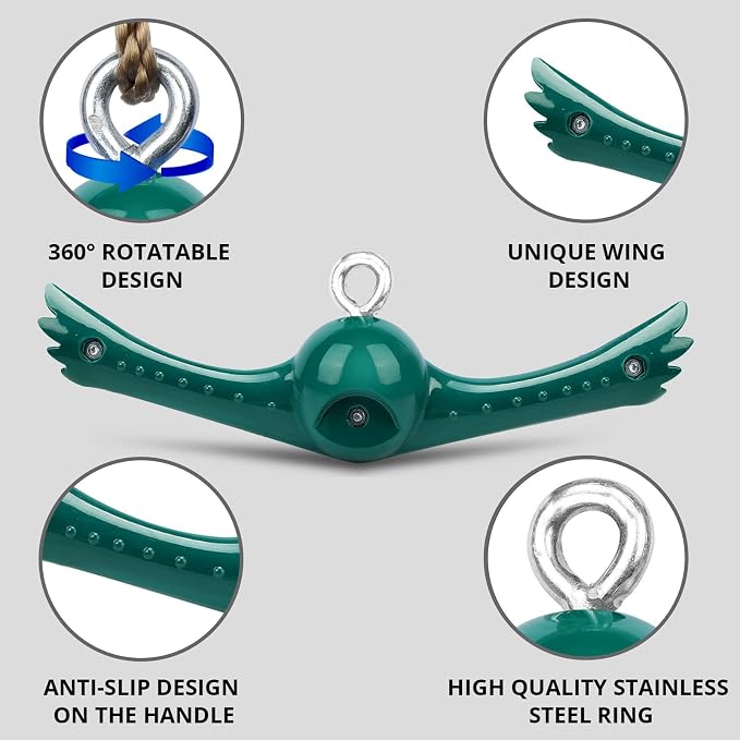 YAMIPROBI Swing Spins Set: 360° Handle Twist-Spin Flips Toy - Slackline Attachments Activate Play Powers - Accessories for Kids' Playground and Backyard Fun, Green