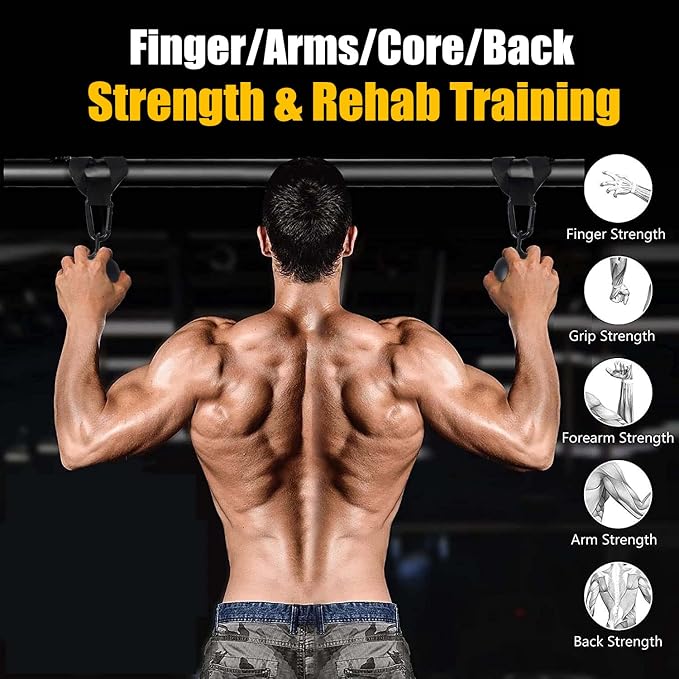 Pull Up Grips Set with Hanging Straps and Strong Carabiner, Finger Strengthener，Forearm, Biceps, Ninja Warrior, Back Muscles Training