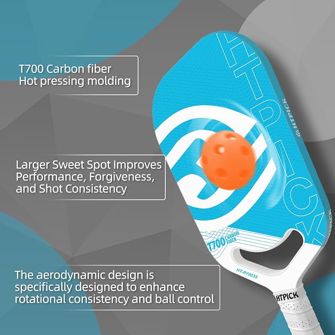 Pickleball Paddles | T700 Carbon Fiber Pickleball Paddle with Aero Throat | Hot-Press Moulding | 16mm Polymer Core | Specifically Engineered for Swing Speed and Manoeuvrability