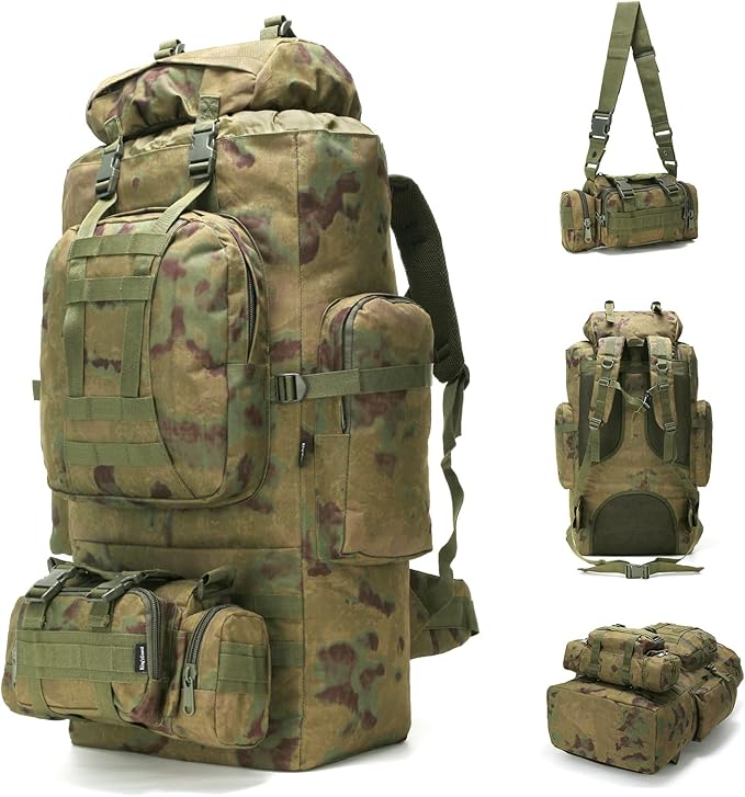 King'sGuard 100L Camping Hiking Backpack Molle Rucksack Military Camping Backpacking Daypack