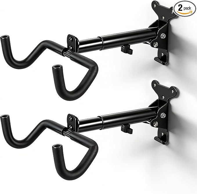 2 Pack Bike Wall Mount, Horizontal Bike Rack garage, Cycling Wall Mounted Holder Hook - Heavy-Duty Adjustable Bike Wall Hanger for Road, Mountain and Hybrid Bikes in Garage Apartment & Home