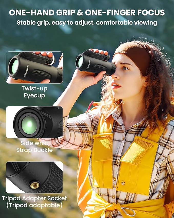 8x32 Mini Monocular Telescope for Adults with IP67 Waterproof with BAK4 Prism & FMC Lens, Lightweight Monocular for Bird Watching, Hiking, Camping, Sports