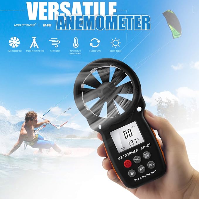 Anemometer Handheld Wind Speed Meter for Wind &Airflow &Wind Chil, Air Flow Meter for Drone Flying Golf Shooting,14℉-113℉ Wind Tempe